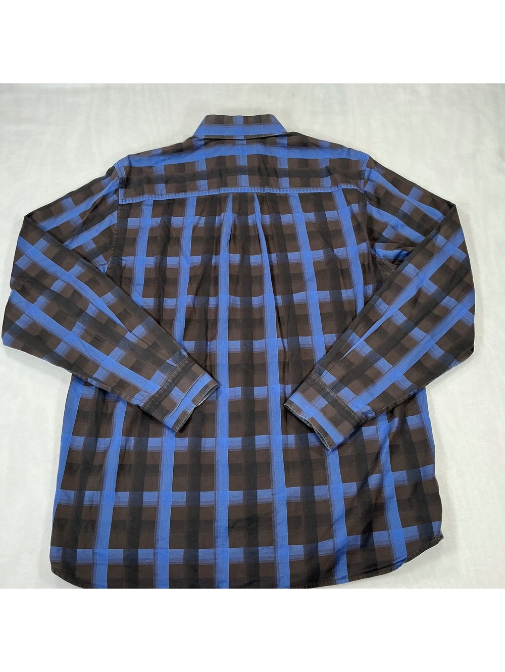 Tommy Bahama Men's Long Sleeve Blue and Brown Plaid Button-Up Shirt 100% Cotton - Picture 2 of 13